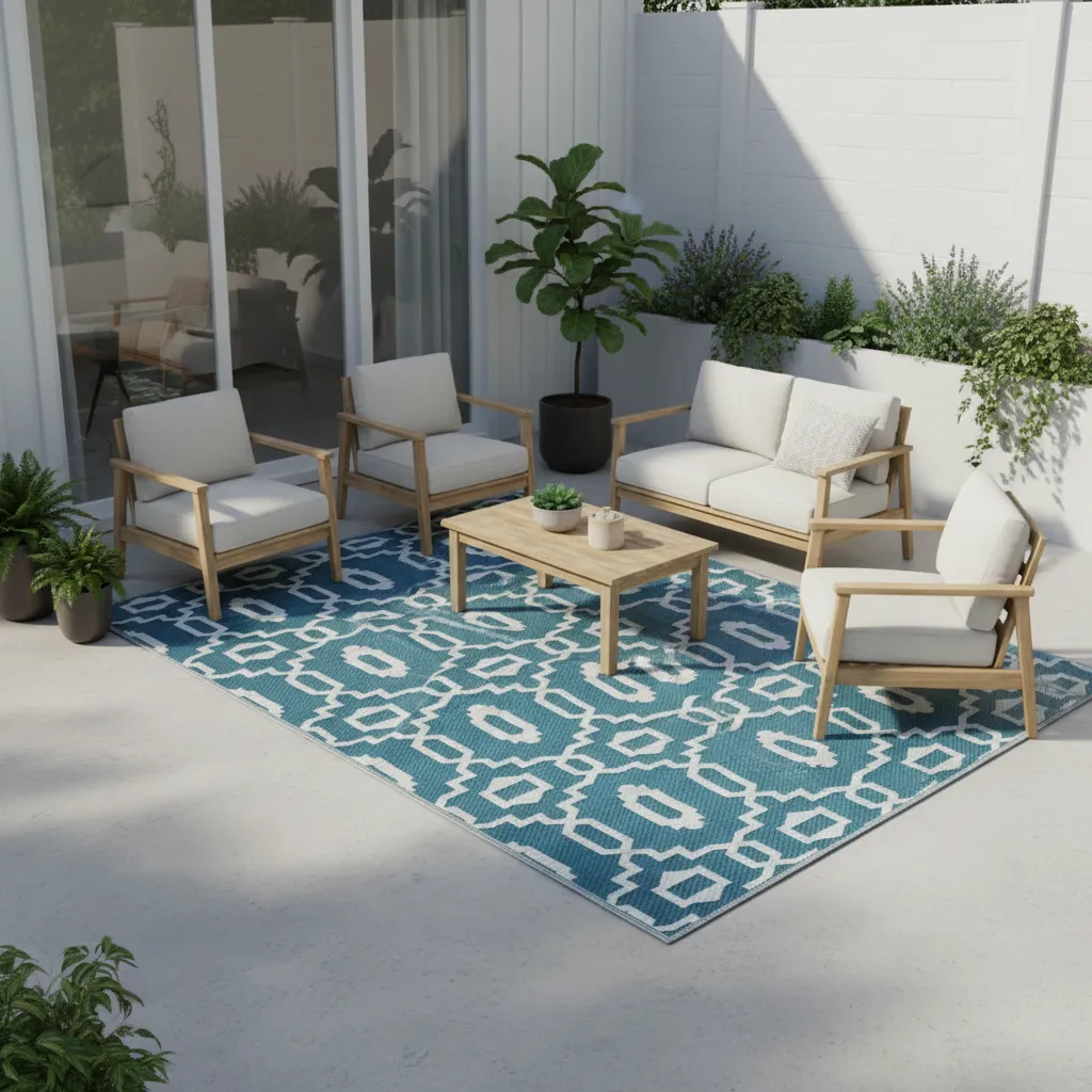 exterior azul Alfombra exterior In Out 1.50 x 2.00 - Imagen 1